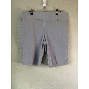 Company Ellen Tracy Women's Striped Bermuda Shorts - Blue White - Medium